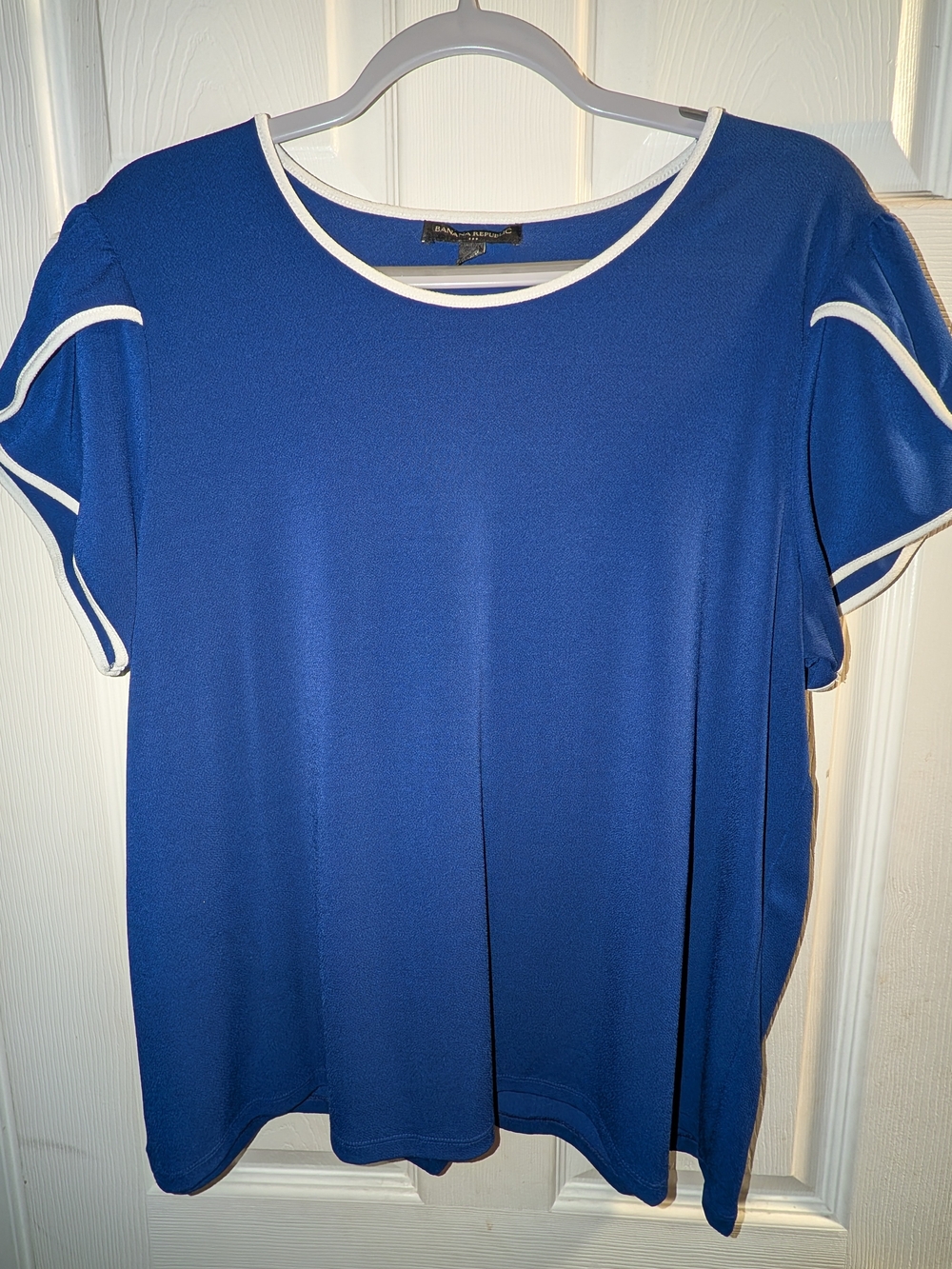 Banana Republic Blue Short Sleeve Top with White Trim